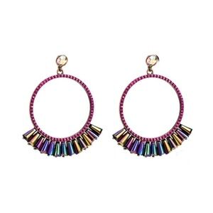 Exquisite Ring Fan Design colorful earrings.